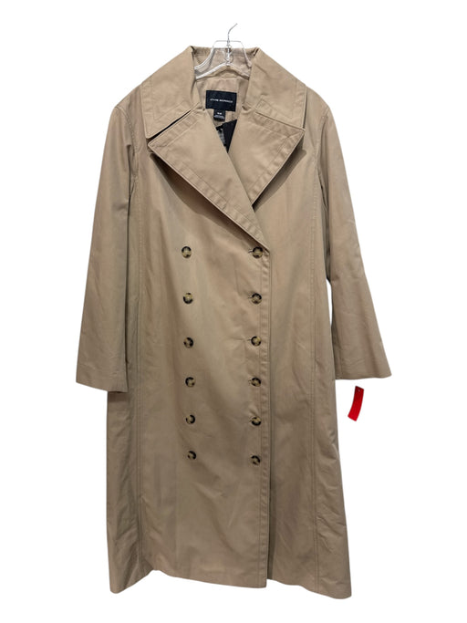 Club Monaco Size M Tan Cotton Blend Lapels Button Up Midi Trench Coat Tan / M