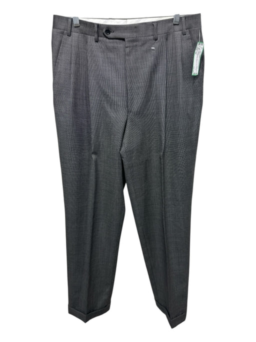Canali Size 34 Gray & White Wool All Over Print Zip Fly Men's Pants Gray & White / 34
