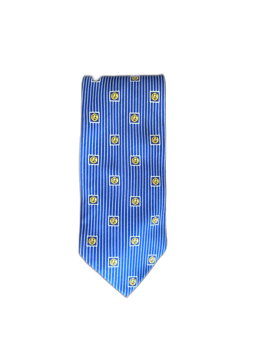 Gianni Versace Blue, Yellow & White Silk All Over Print Men's Tie Blue, Yellow & White
