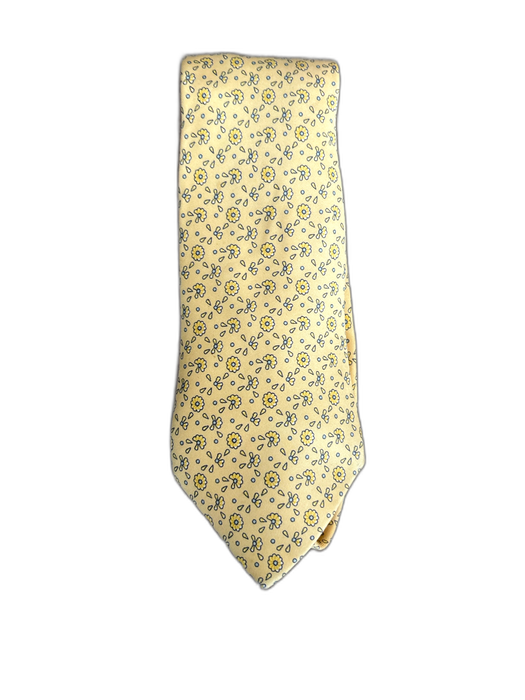 Hermes Yellow & Blue Silk All Over Print Men's Tie Yellow & Blue
