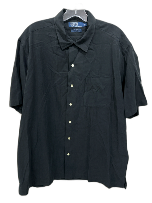 Polo Ralph Lauren Size L Black Silk & Cotton Blend Men's Short Sleeve Shirt Black / L