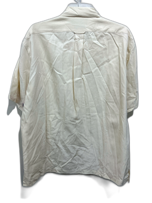 Polo Ralph Lauren Size L Cream Silk & Cotton Blend Men's Short Sleeve Shirt Cream / L