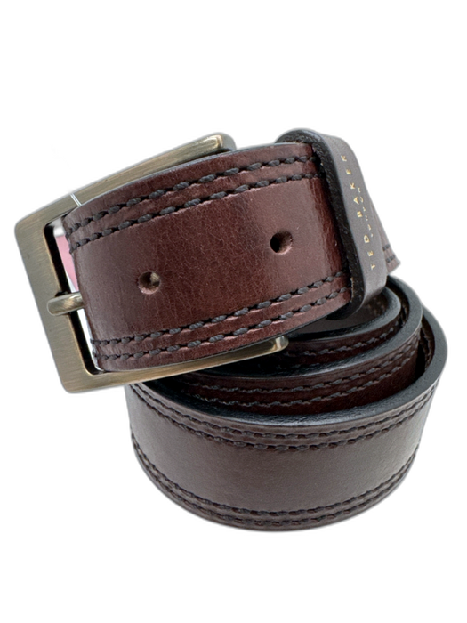 Ted Baker Brown Leather Solid Men's Belt Brown