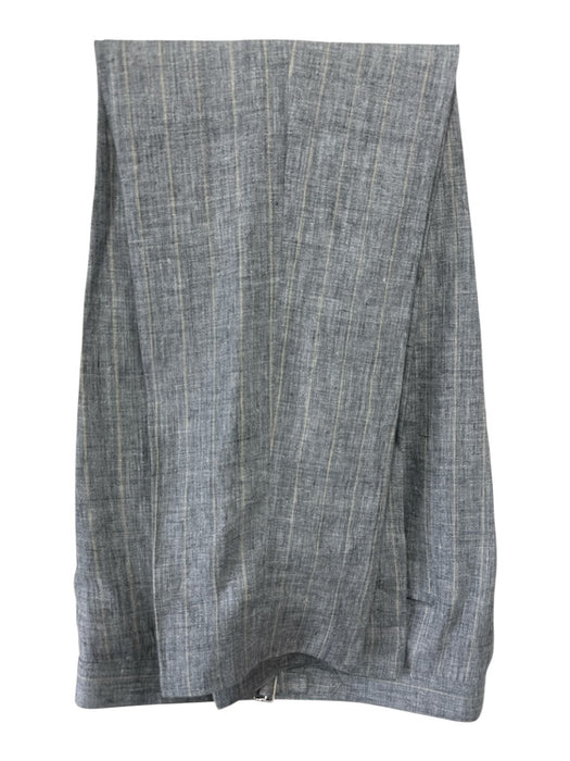 No Brand Gray & Beige Print Linen Stripe Side Tabs Double Breasted Men's Suit Gray & Beige Print / Est 42