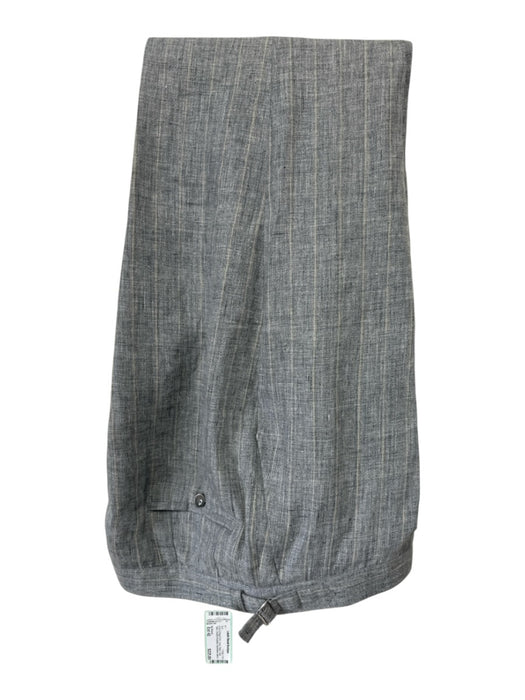 No Brand Gray & Beige Print Linen Stripe Side Tabs Double Breasted Men's Suit Gray & Beige Print / Est 42
