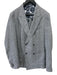 No Brand Gray & Beige Print Linen Stripe Side Tabs Double Breasted Men's Suit Gray & Beige Print / Est 42
