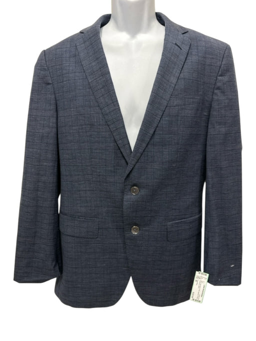 Hugo Boss Blue Wool Blend Plaid notched 3 Piece Men's Suit Blue / 40