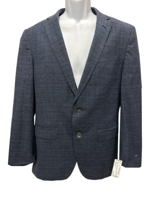 Hugo Boss Blue Wool Blend Plaid notched 3 Piece Men's Suit Blue / 40