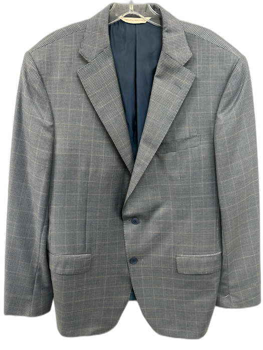 H Stockton Blue Wool Plaid 2 Button Men's Blazer Blue / 42R