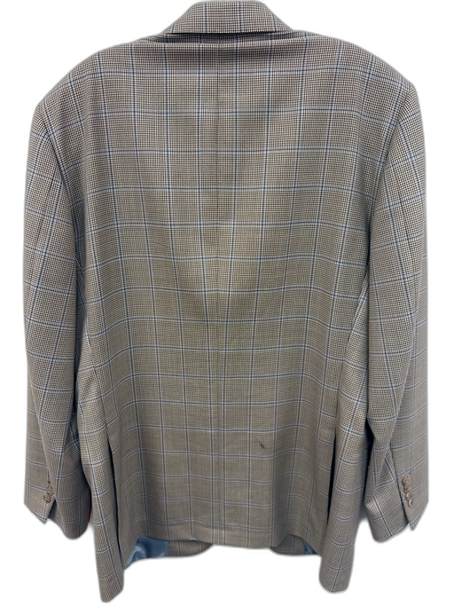 H Stockton Beige Wool Plaid 2 Button Men's Blazer Beige / 42R