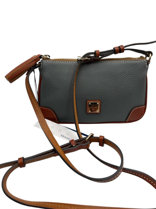Dooney & Bourke Grey & Brown Leather Crossbody Goldtone Hardware Bag Grey & Brown