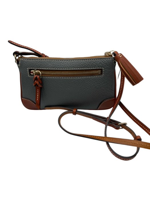 Dooney & Bourke Grey & Brown Leather Crossbody Goldtone Hardware Bag Grey & Brown