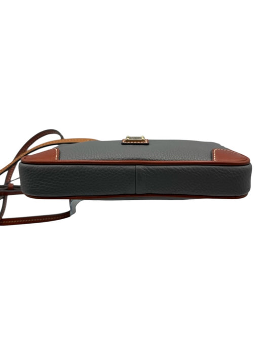 Dooney & Bourke Grey & Brown Leather Crossbody Goldtone Hardware Bag Grey & Brown