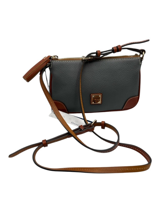 Dooney & Bourke Grey & Brown Leather Crossbody Goldtone Hardware Bag Grey & Brown