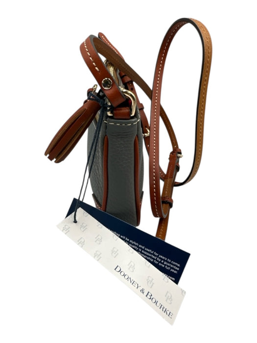 Dooney & Bourke Grey & Brown Leather Crossbody Goldtone Hardware Bag Grey & Brown