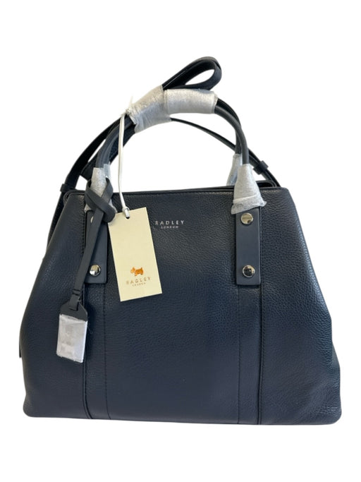 Radley London Navy Blue Leather Shoulder & Crossbody Silver Hardware Bag Navy Blue