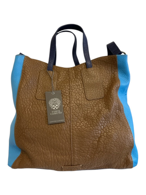 Vince Camuto Tan & blue Leather Silver Hardware Shoulder Strap Bag Tan & blue