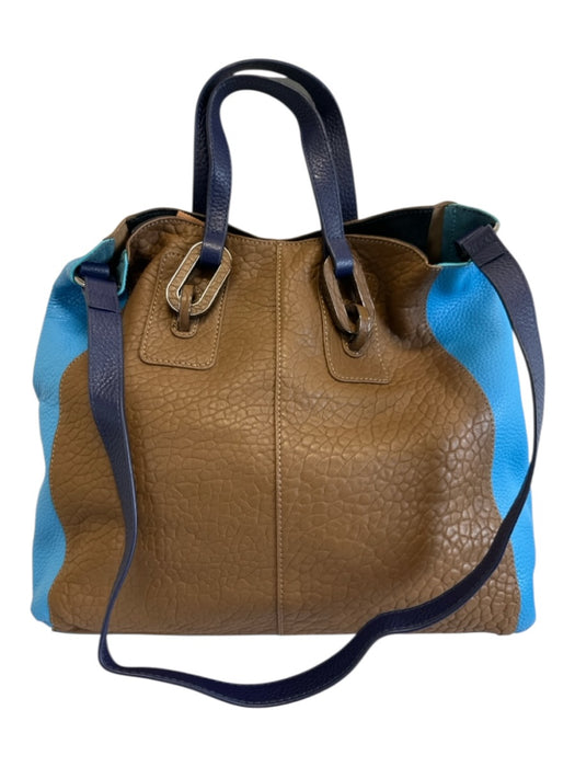 Vince Camuto Tan & blue Leather Silver Hardware Shoulder Strap Bag Tan & blue