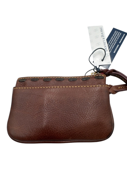Dooney & Bourke Brown Leather Front Zip Braid Detailing Wallets Brown