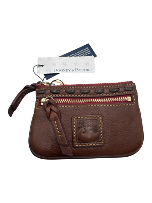 Dooney & Bourke Brown Leather Front Zip Braid Detailing Wallets Brown