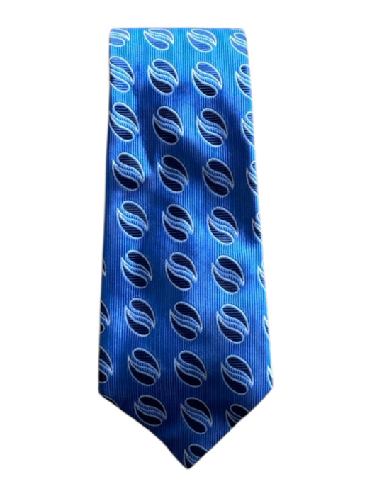 Turnbull & Asser Navy Blue & Blue Silk All Over Print Men's Tie Navy Blue & Blue