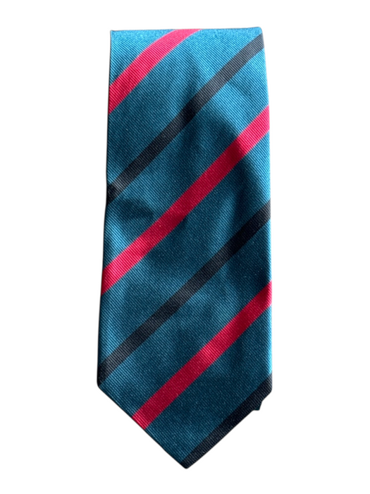 Ben Silver Blue, Red & Black Silk Striped Men's Tie Blue, Red & Black