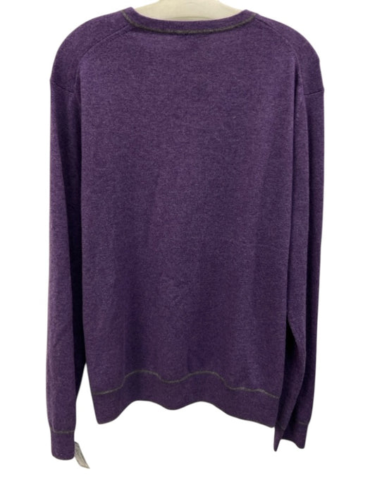 Sofia Cashmere Size L Purple Cashmere Solid V Neck Men's Sweater Purple / L