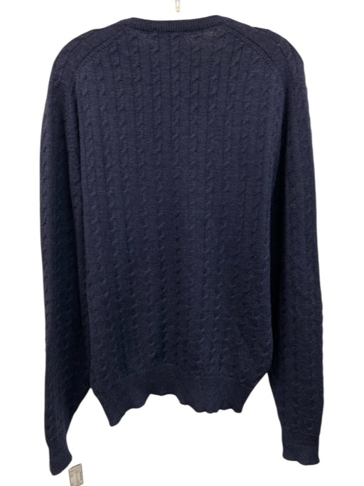 McCulley's Size Est XL Navy Blue Cable Knit V Neck Men's Sweater Navy Blue / Est XL
