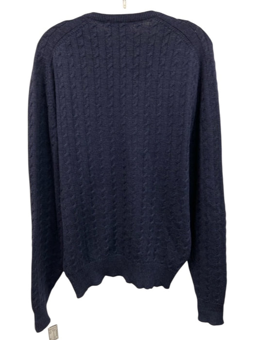 McCulley's Size Est XL Navy Blue Cable Knit V Neck Men's Sweater Navy Blue / Est XL