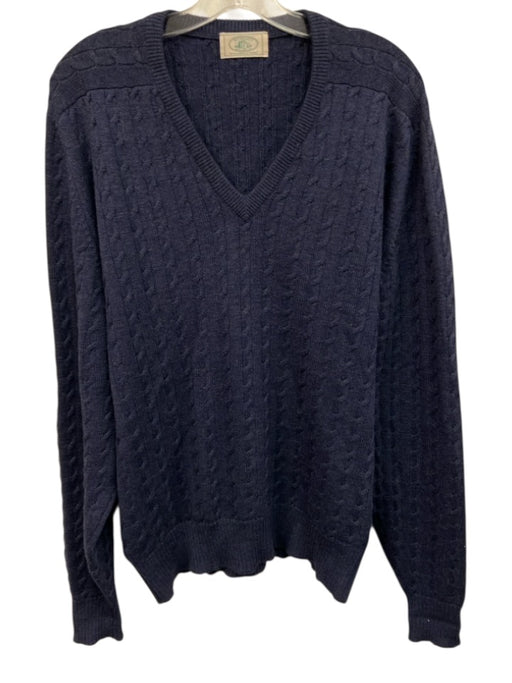 McCulley's Size Est XL Navy Blue Cable Knit V Neck Men's Sweater Navy Blue / Est XL