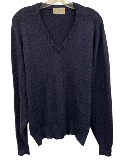 McCulley's Size Est XL Navy Blue Cable Knit V Neck Men's Sweater Navy Blue / Est XL