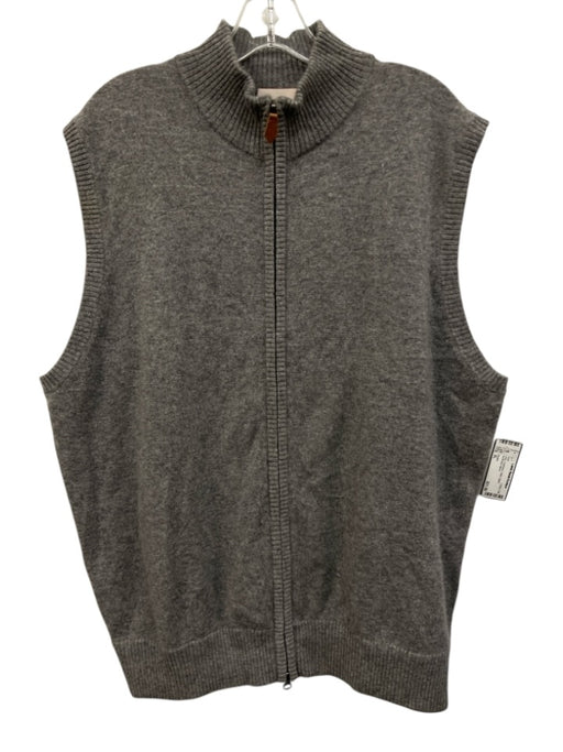 Khakis Size XL Gray Cashmere Solid Zipper Men's Vest Gray / XL