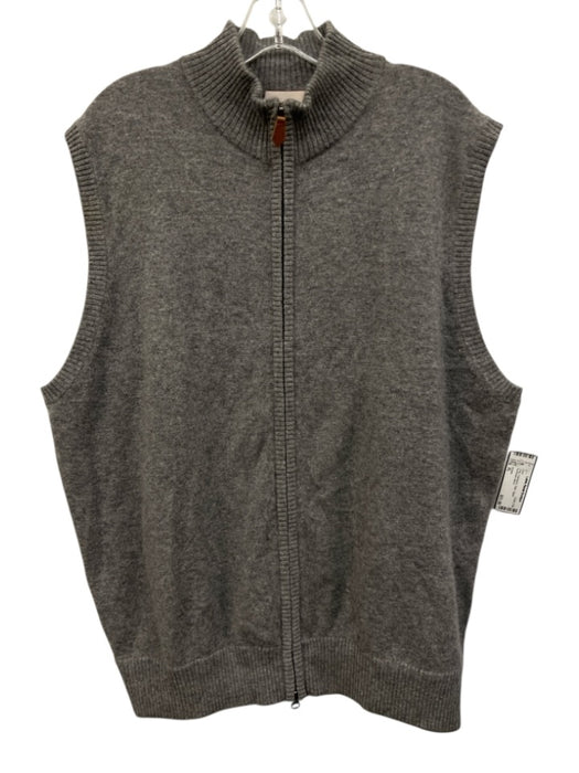 Khakis Size XL Gray Cashmere Solid Zipper Men's Vest Gray / XL
