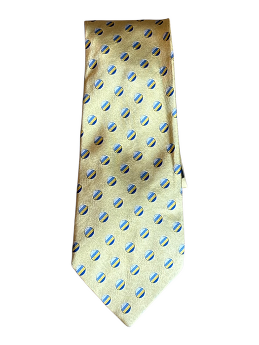Turnbull & Asser Yellow & Blue Silk All Over Print Men's Tie Yellow & Blue