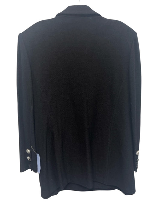 St John Collection Size 14 Black Wool Blend Knit Silver Tone Buttons Skirt Set Black / 14
