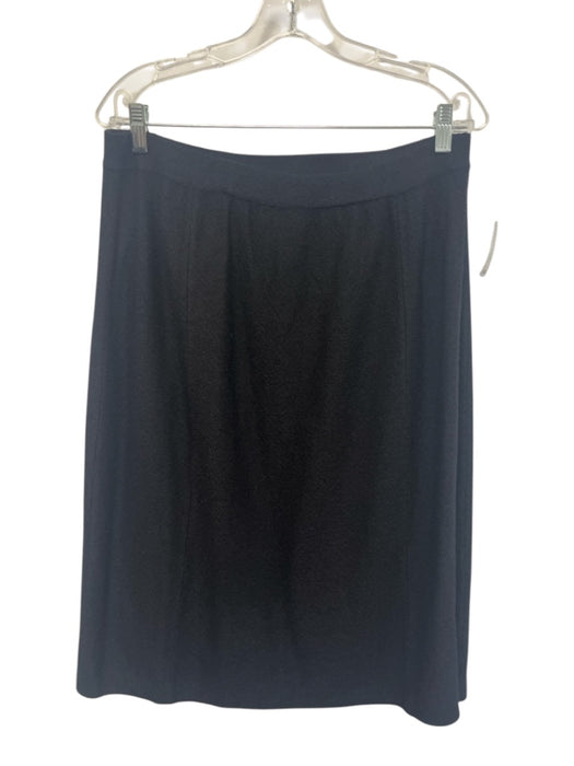 St John Collection Size 14 Black Wool Blend Knit Silver Tone Buttons Skirt Set Black / 14
