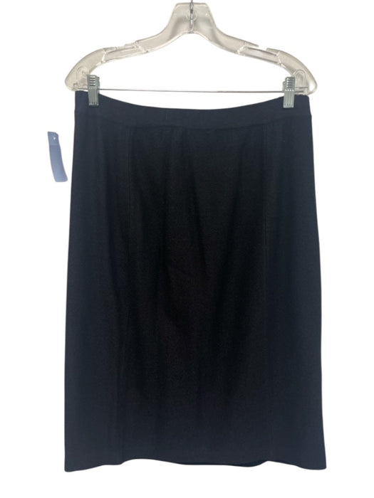 St John Collection Size 14 Black Wool Blend Knit Silver Tone Buttons Skirt Set Black / 14