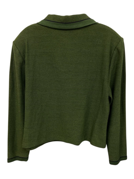 St John Collection Size 16 Green & Navy Blue Wool Blend Contrast Trim Jacket Green & Navy Blue / 16