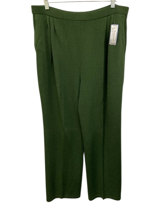 St John Collection Size 16 Green Wool Blend Knit pleat front Pleated Waist Pants Green / 16