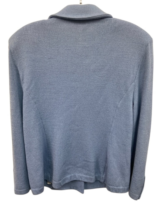 St John Collection Size 14 Sky Blue Wool Blend Knit Gold Tone Buttons Jacket Sky Blue / 14