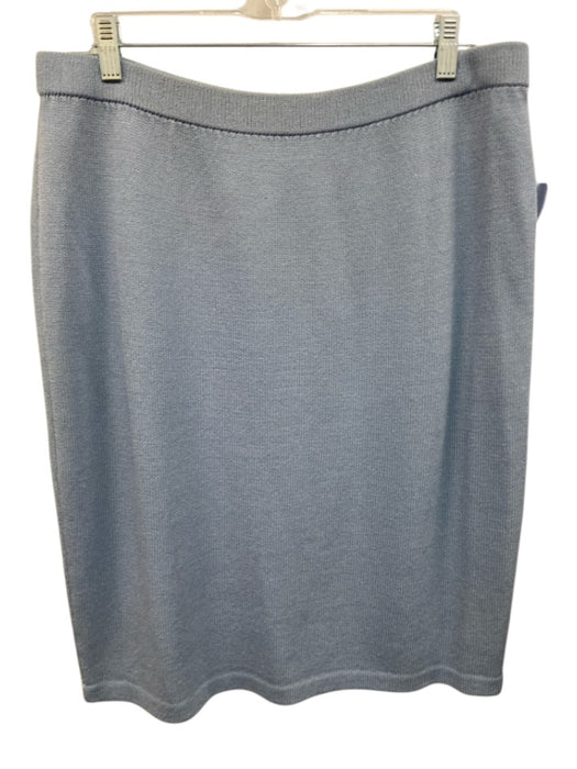 St John Collection Size 14 Light Blue Wool Blend Knit Knee Length Pencil Skirt Light Blue / 14