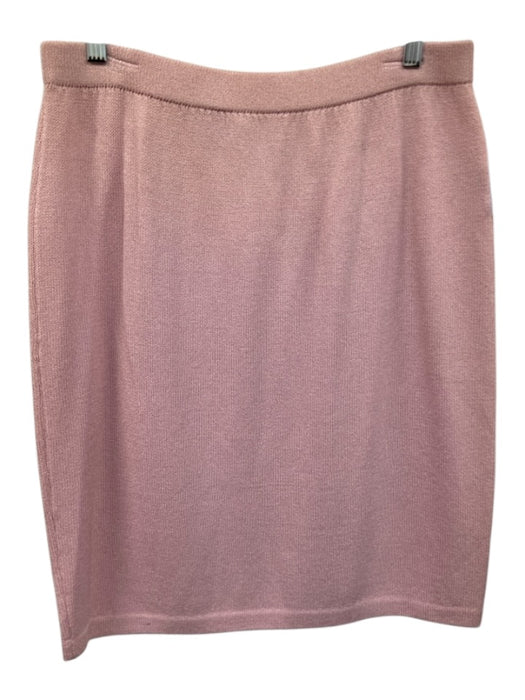 St John Collection Size 14 Light Pink Wool Blend Knit Knee Length Pencil Skirt Light Pink / 14