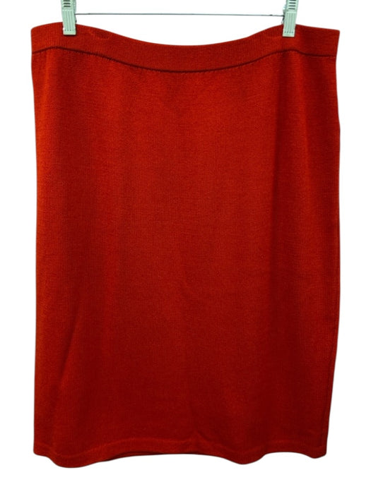 St John Collection Size 16 Red Wool Blend Knit Knee Length Elastic Waist Skirt Red / 16