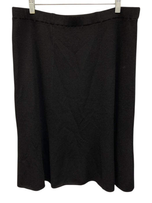 St John Caviar Size 16 Black Wool Blend Knit seam detail Knee Length Skirt Black / 16