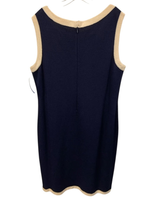St John Collection Size 16 Navy blue & Cream Wool Blend Knit Contrast Trim Dress Navy blue & Cream / 16