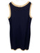 St John Collection Size 16 Navy blue & Cream Wool Blend Knit Contrast Trim Dress Navy blue & Cream / 16