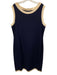 St John Collection Size 16 Navy blue & Cream Wool Blend Knit Contrast Trim Dress Navy blue & Cream / 16