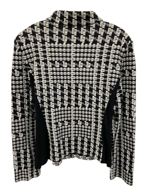 St John Boutique Size 16 Black & White Wool Blend Knit Geometric Full Zip Jacket Black & White / 16