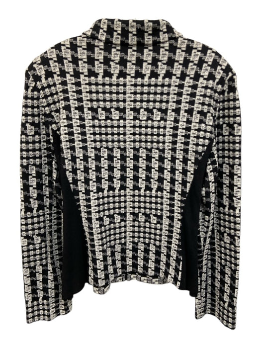 St John Boutique Size 16 Black & White Wool Blend Knit Geometric Full Zip Jacket Black & White / 16