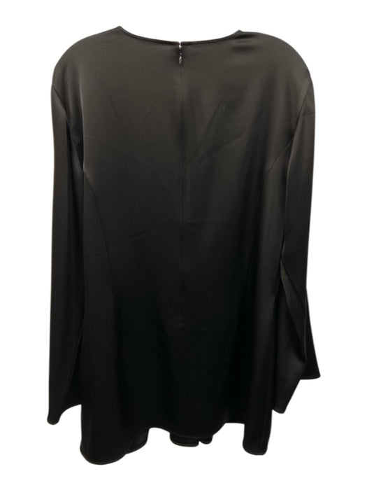 St John Size 14 Black Triacetate Blend Satin Pintuck Front V Neck Top Black / 14